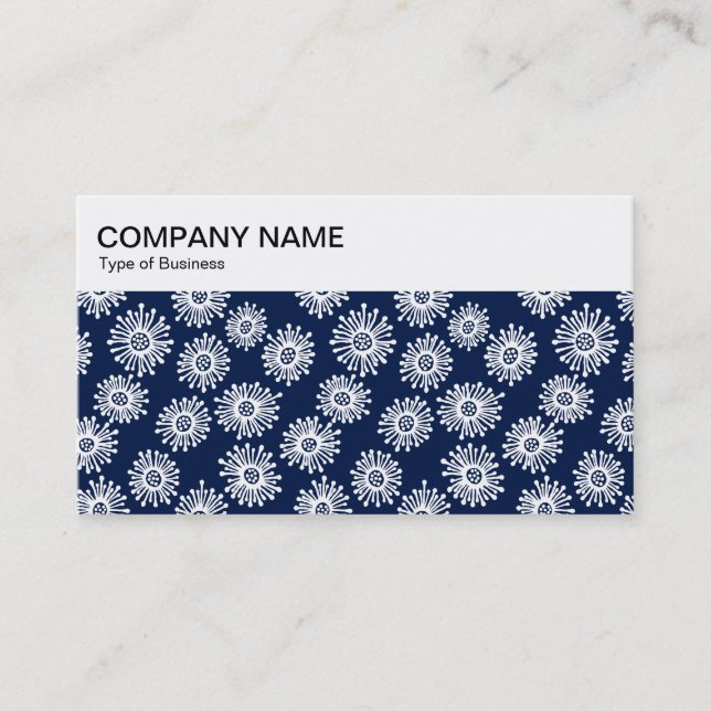 Top Panel - Floral Pattern - Indigo Business Card (Front)