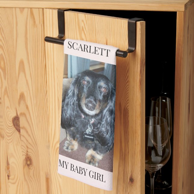 Top Paw Prints with Pet Photo & Names Layout Tea Towel (Thirds Fold)