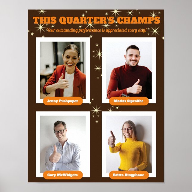 Top performer recognition quarterly photo display  poster (Front)