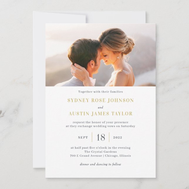 Top Photo Simple Elegant Wedding Invitation (Front)