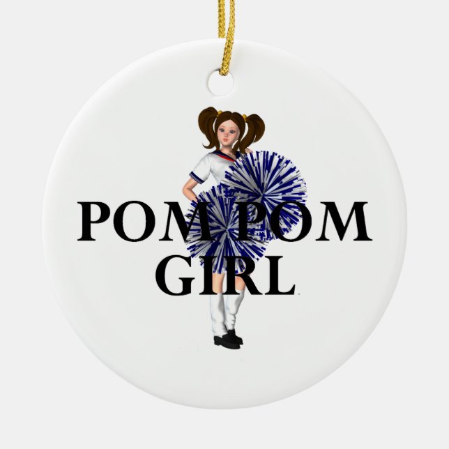 TOP Pom Pom Girl Ceramic Tree Decoration (Front)