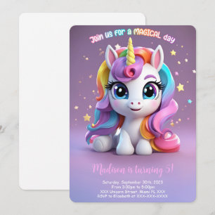 Top Rainbow Unicorn Birthday Invitation