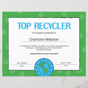 Top Recycler Certificate of Achievement PDF