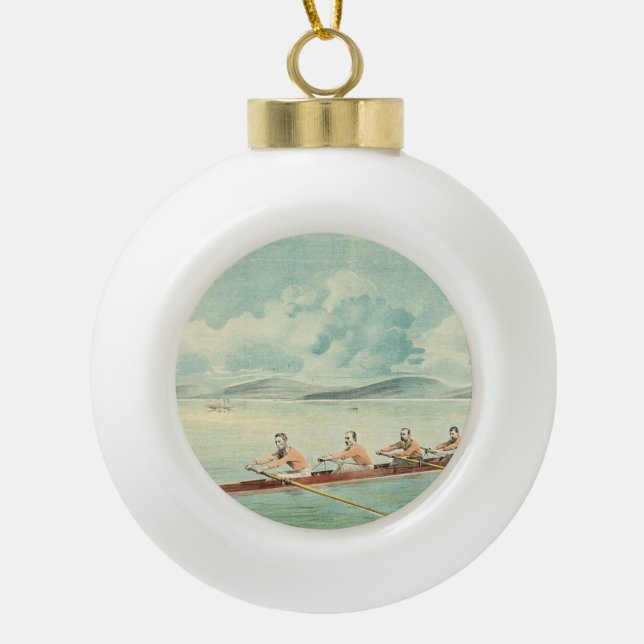 TOP Rower Ceramic Ball Christmas Ornament (Front)