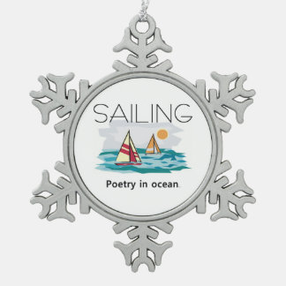 TOP Sailing Poetry Snowflake Pewter Christmas Ornament