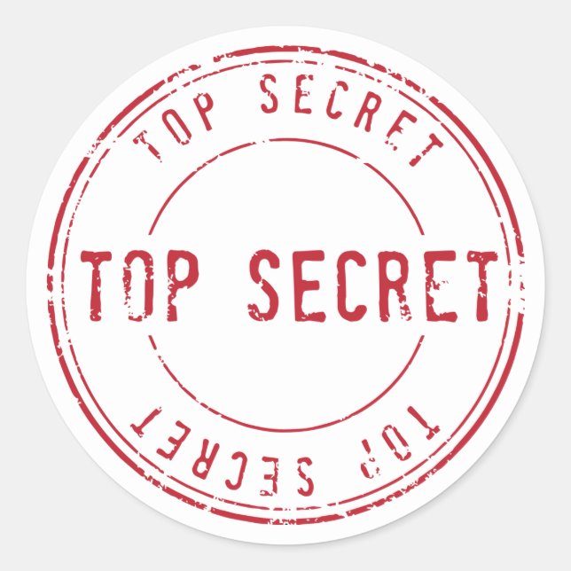 Top Secret Classic Round Sticker (Front)