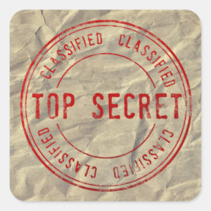 Top Secret Classifed on Wrinkled Kraft Paper Square Sticker