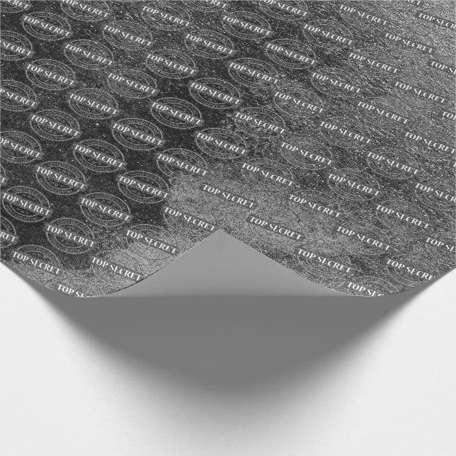 Top Secret Confidential Stamp Black Silver Grungy Wrapping Paper (Corner)