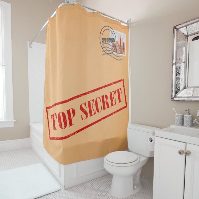 Top Secret Envelope Shower Curtain (In Situ)