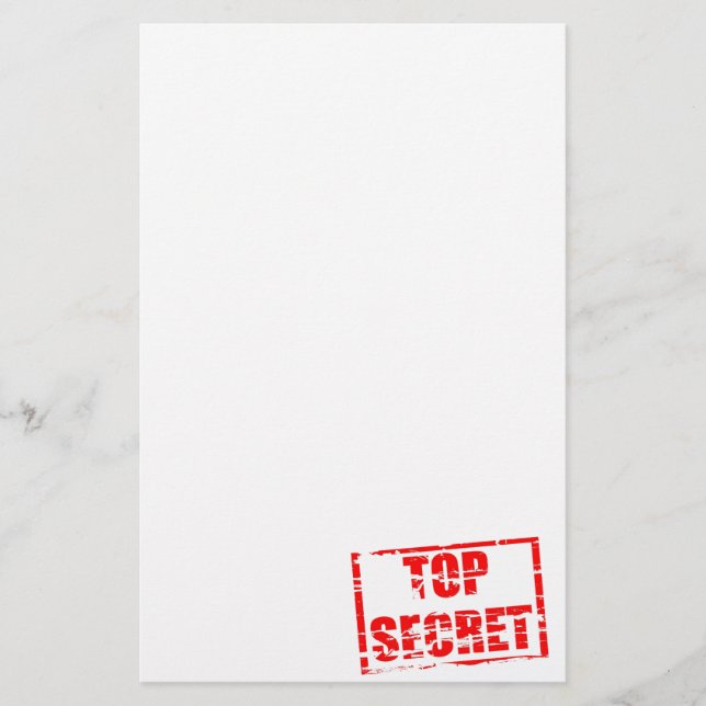 Top secret rubber stamp effect stationery (Front)