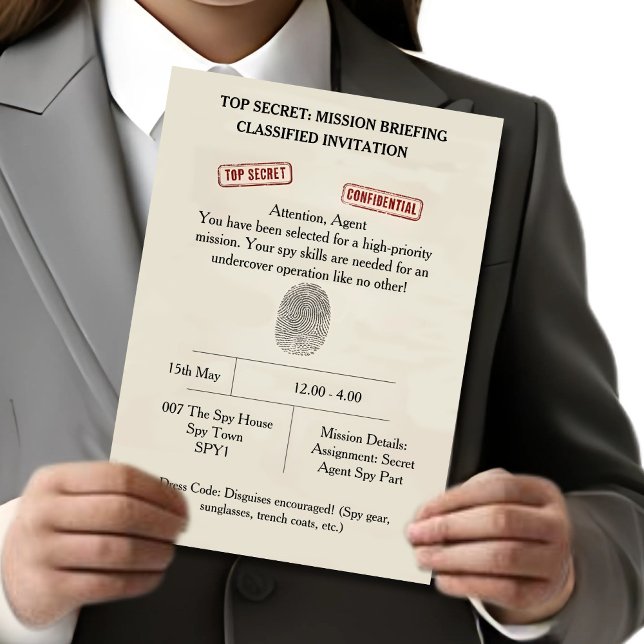 Top Secret Spy Mission Kids Party Invitation (Creator Uploaded)
