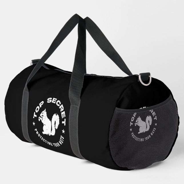 Top Secret Squirrel "Protecting Your Nuts" Grunge Duffle Bag (Right Corner)
