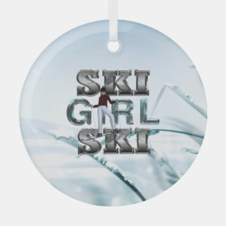 TOP Ski Girl Ski Glass Tree Decoration