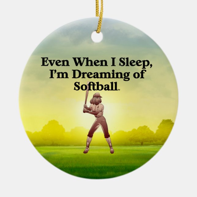 TOP Softball Dreams Ceramic Tree Decoration (Front)