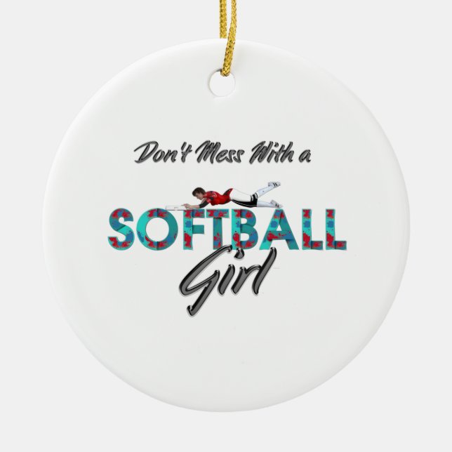 TOP Softball Girl Ceramic Tree Decoration (Front)