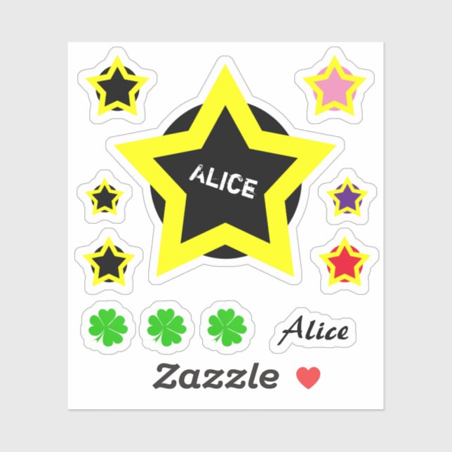 Top Star & Alice name /Clover lucky Set Sticker (Sheet)
