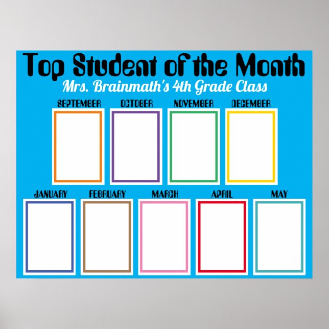 Top student of the month classroom photo display p poster (Front)