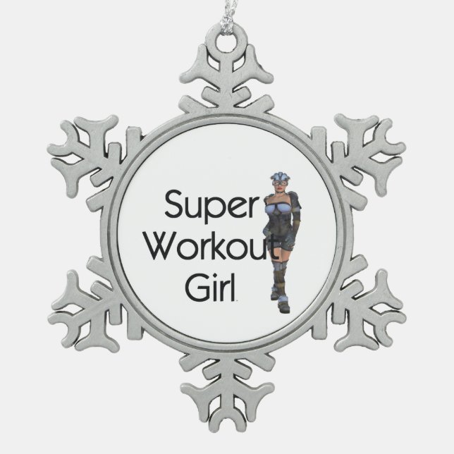 TOP Super Workout Girl Snowflake Pewter Christmas Ornament (Front)