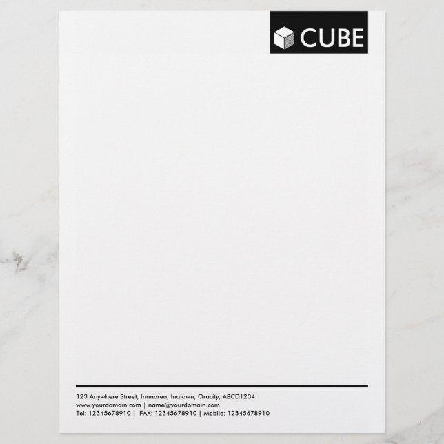 Top Tag - Black Customised Letterhead (Front)