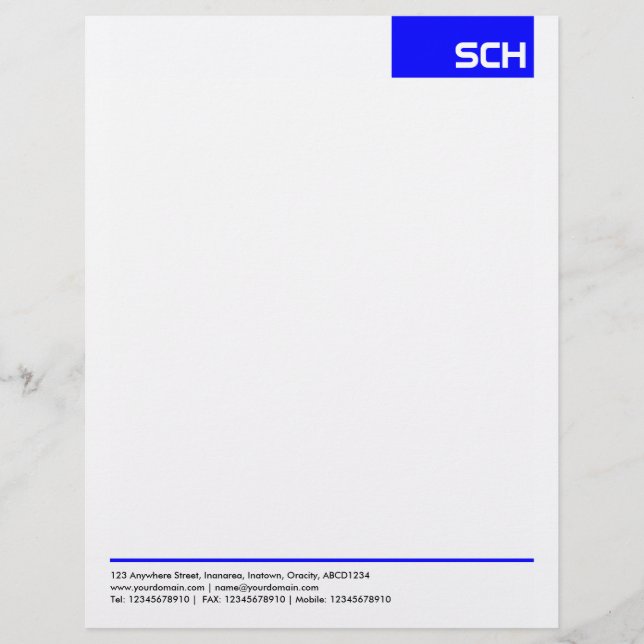 Top Tag - Blue Customised Letterhead (Front)