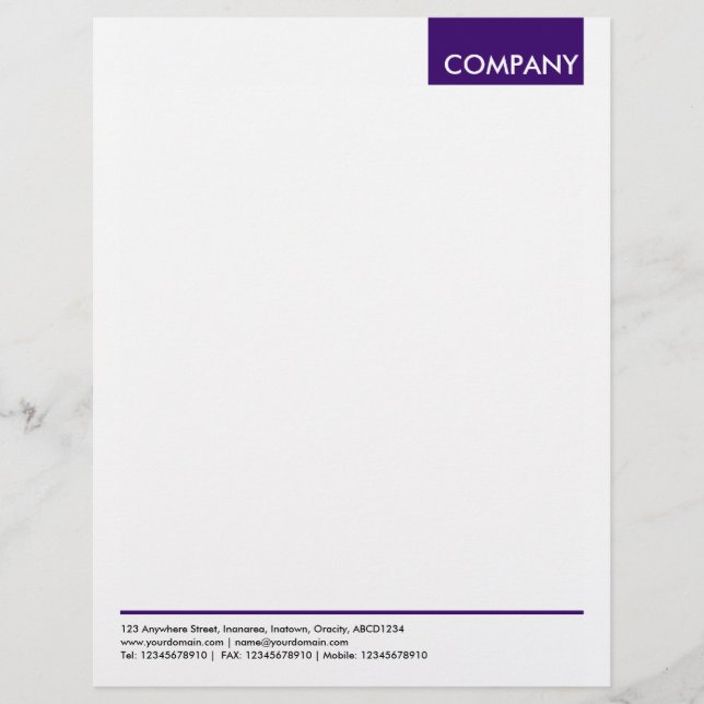 Top Tag - Deep Purple Customized Letterhead (Front)