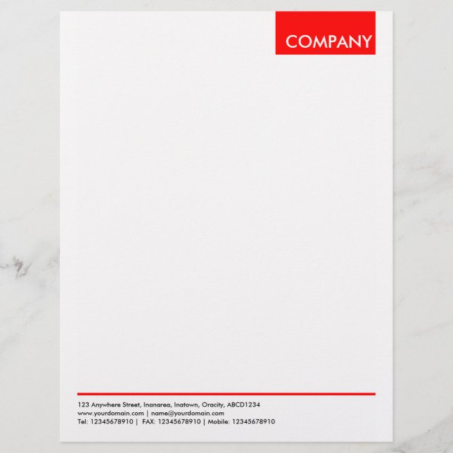 Top Tag - Red Customised Letterhead (Front)