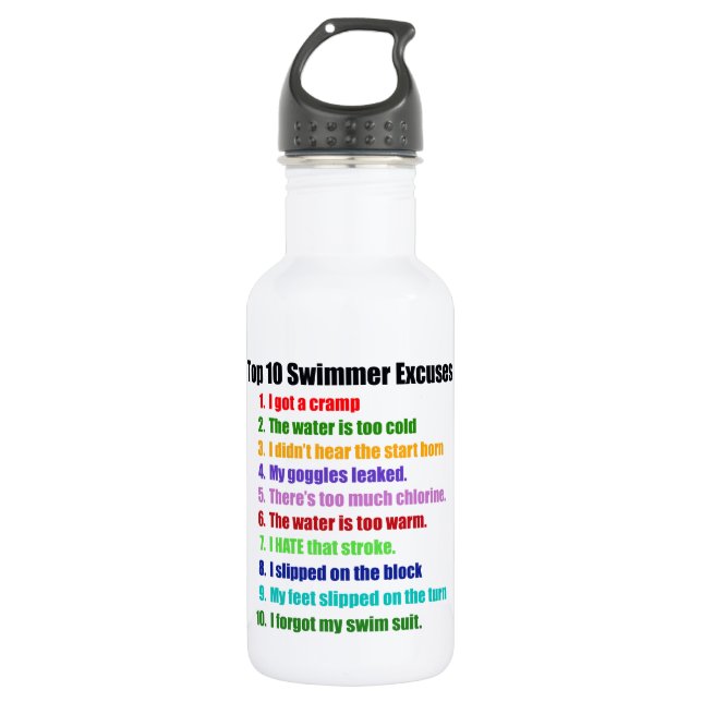 Top Ten Swimmers Excuses 532 Ml Water Bottle (Front)