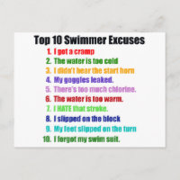 Top Ten Swimmers Excuses