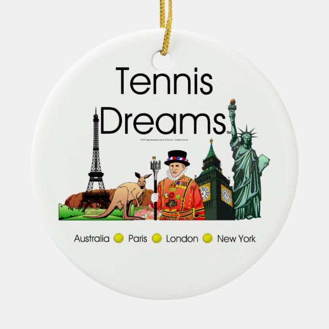 TOP Tennis Dreams Ceramic Tree Decoration (Front)