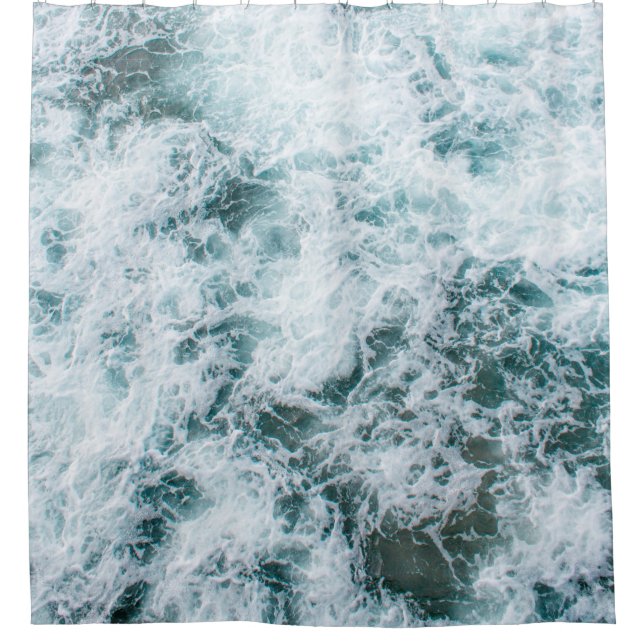 Top view of ocean waves shower curtain (Front)