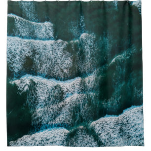 Top view photo of body of water shower curtain