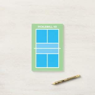 Top view pickleball court lines training coach post-it notes