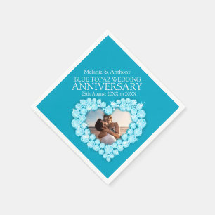 Topaz 4 years anniversary heart photo name napkins