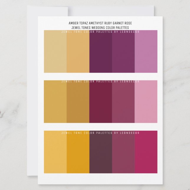 Topaz Amethyst Ruby Jewel Tone Wedding Colours (Front)