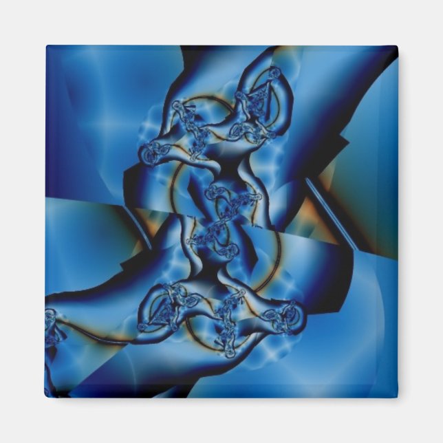 Topaz | Blue and White Fractal Art Magnet (Front)