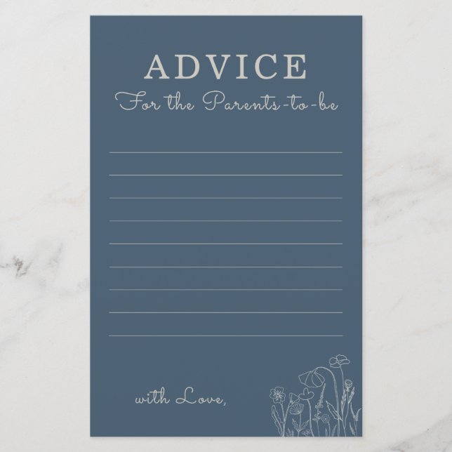 Topaz Blue Wildflower Advice for Parents  (Front)