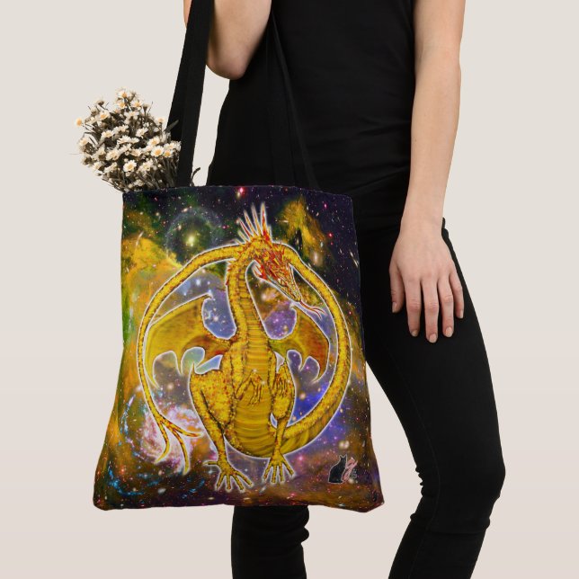 Topaz Cosmic Dragon Tote Bag (Close Up)