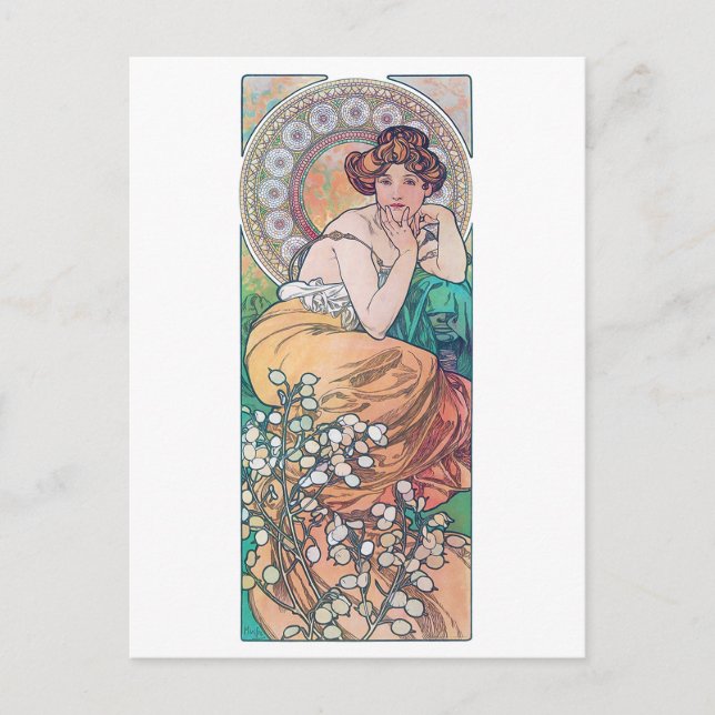 Topaz (Four Jewels), Alphonse Mucha Postcard (Front)