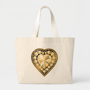 Topaz Gem Heart Large Tote Bag