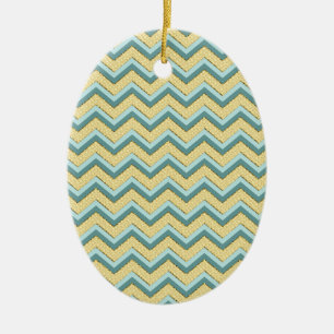 Topaz Glitter Chevron Pattern Ceramic Tree Decoration