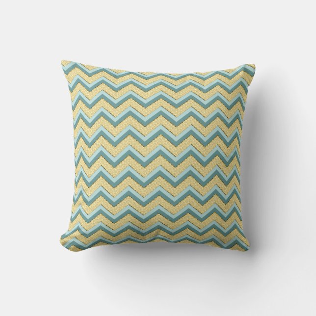 Topaz Glitter Chevron Pattern Cushion (Front)