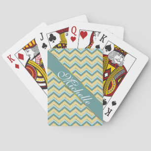 Topaz Glitter Chevron Pattern Playing Cards