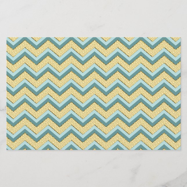 Topaz Glitter Chevron Pattern Stationery (Front)