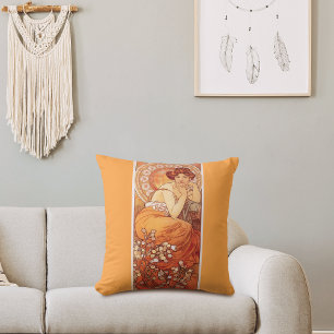 Topaz Illustration Alphonse Mucha Nouveau Cushion