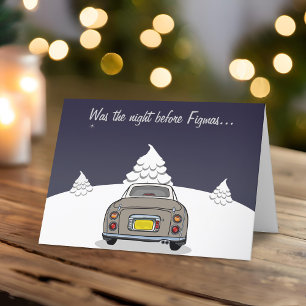 Topaz Mist Figaro Car Christmas Card