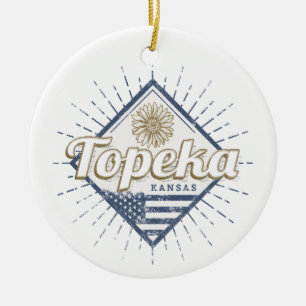 Topeka City Kansas United States Sunflower USA Ceramic Tree Decoration