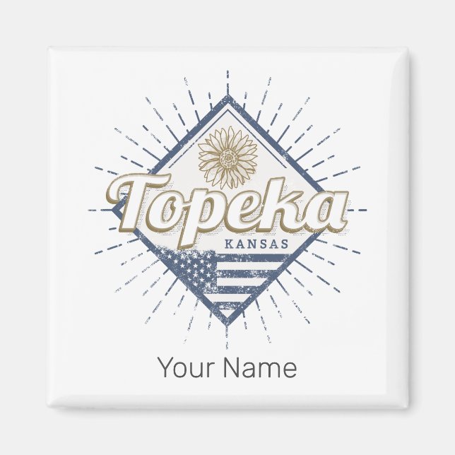 Topeka City Kansas United States Sunflower USA Magnet (Front)