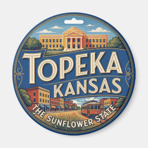 Topeka Kansas Capital Prairie Travel Memory Magnet