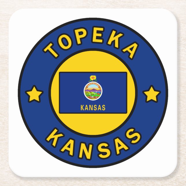 Topeka Kansas Square Paper Coaster (Front)