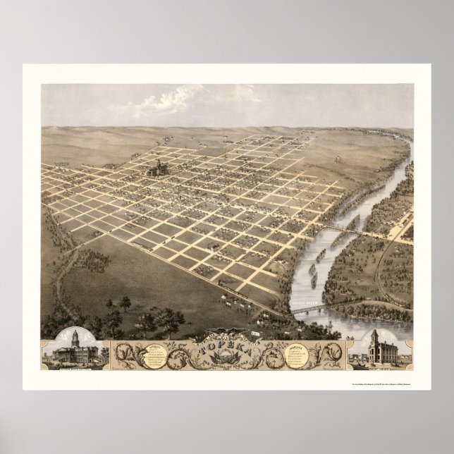 Topeka, KS Panoramic Map - 1869 Poster (Front)